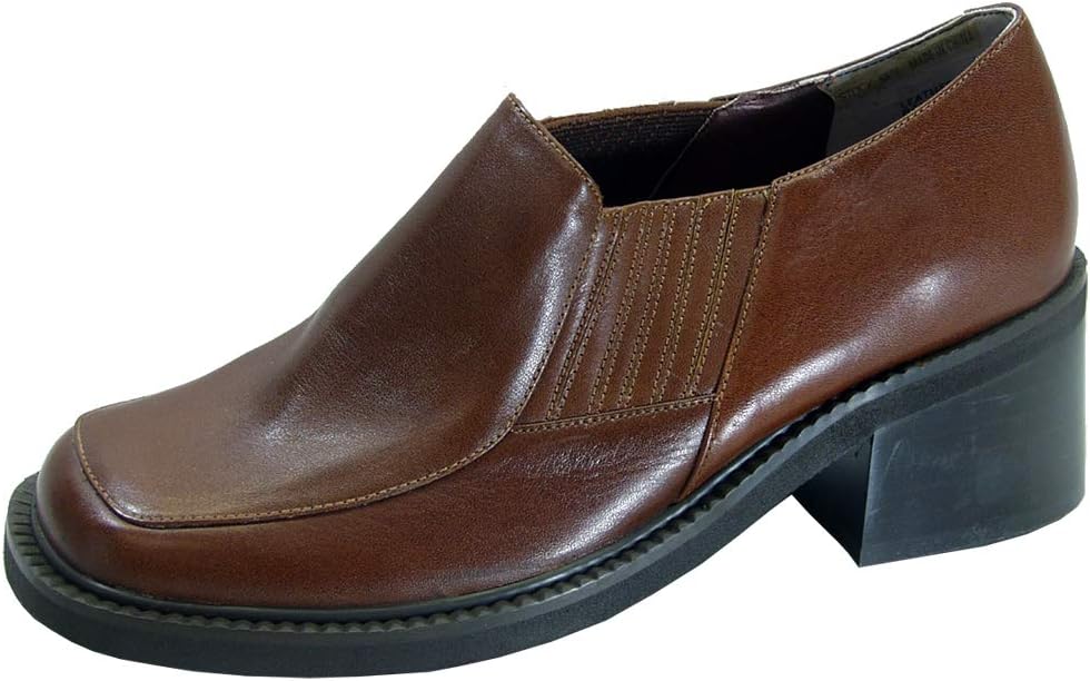 Peerage Channelle (5875) Women's Wide Width Slip-On Casual Leather Shoes Brown 7