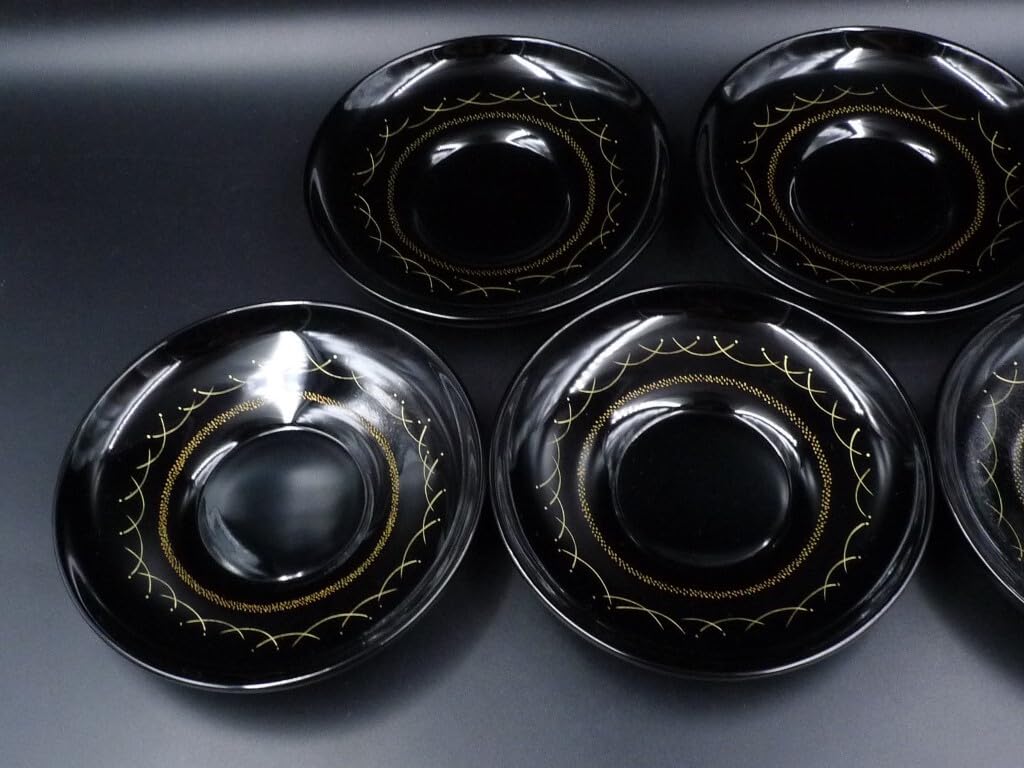 輪島塗漆器 双鶴蒔絵茶托 5枚セット 木箱付き 輪島塗 利休茶箱 -松竹梅・鶴の蒔絵仕上げ- [黒色]｜輪島市の