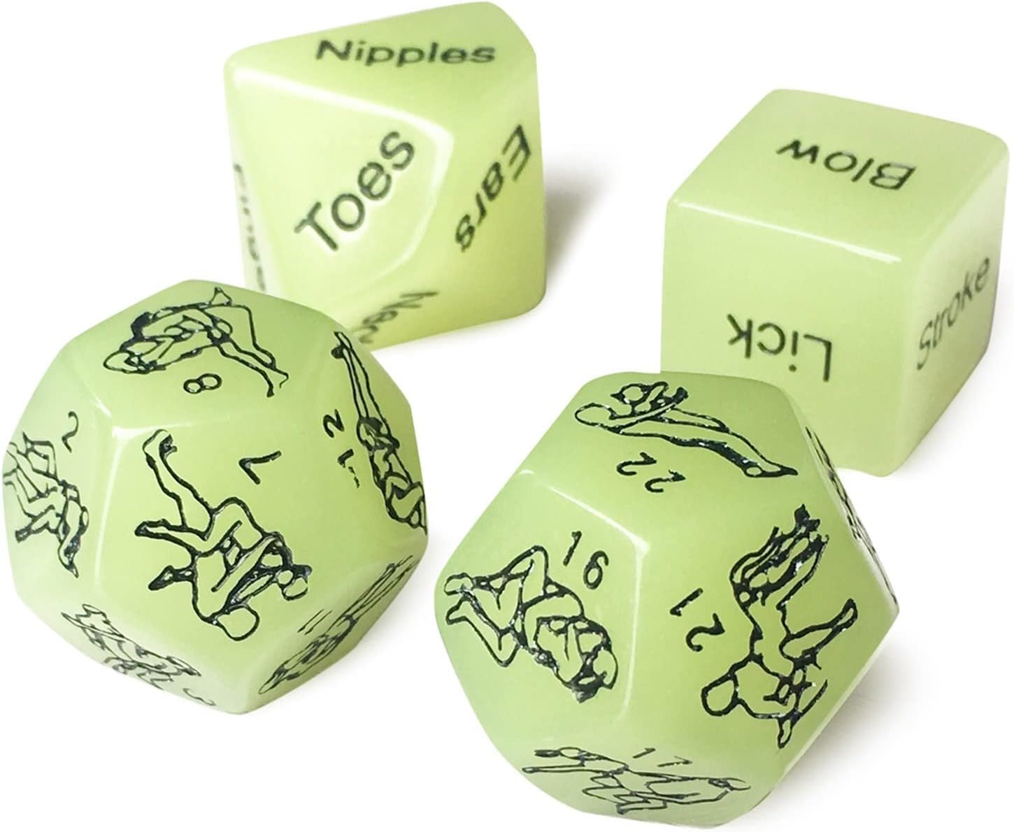 Sex Dice - Set of 4 Luminous Sex Dice for Couples Naughty, Sex Dice Games for Adults Bedroom, Fun Sex Play Toys for Couples