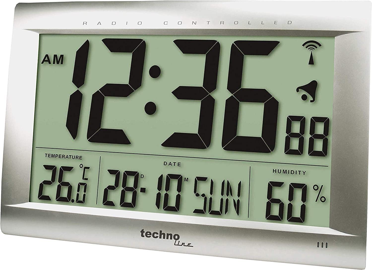 Techno Line WT 7800 Orologio Da Parete In Plastica - Design Moderno, Argento, Diametro 30cm, Movimento Al Quarzo