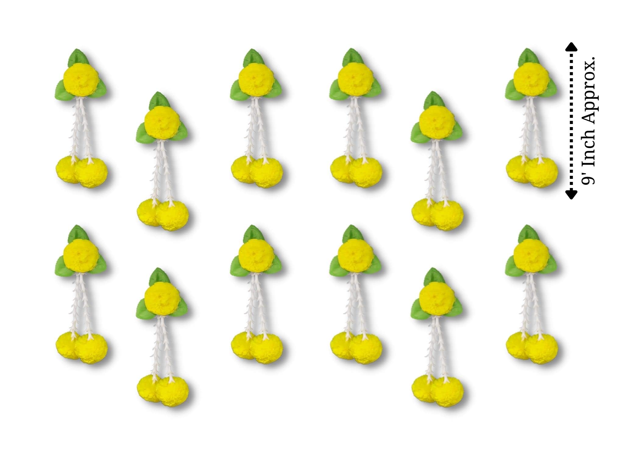 JH Gallery Plastic Artificial Flowers And Leaves Decoration At Home Easy Simple Backdrop Pack Of 12 Pcs (Yellow&Green) - Image 2 thumbnail