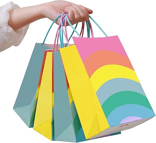 Miniatura 2 de Cmecial Juego de bolsas de regalo (paquete de 18)  Papel arcoíris a granel tamaño pequeño  Fiesta, cumpleaños, baby shower, Acción de Gracias,