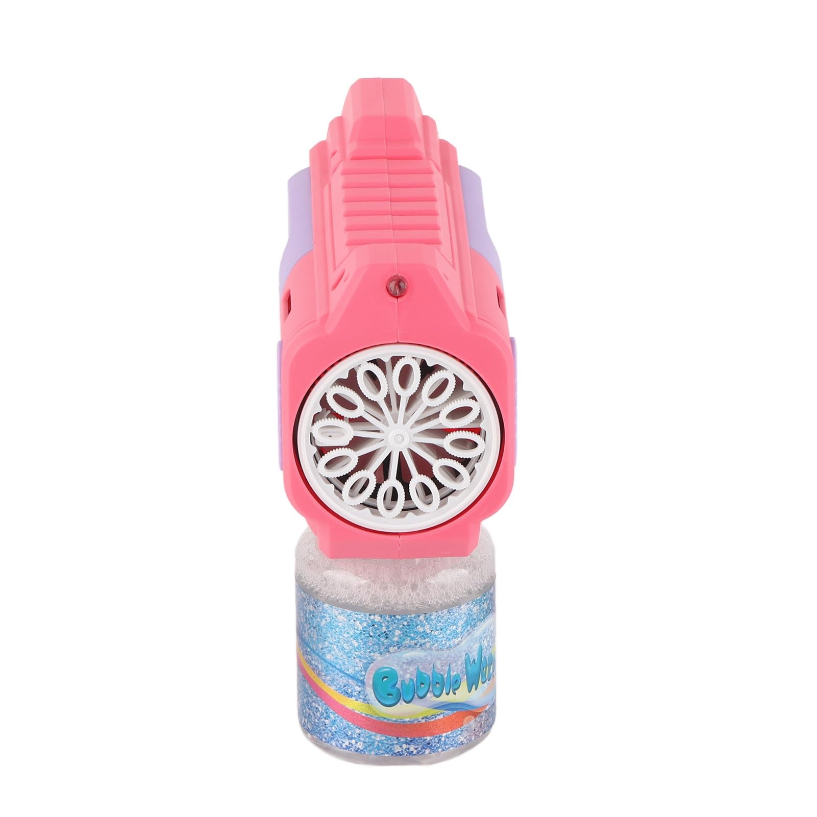 Tnfeeon Seifenblasenmaschine Seifenblasenmaschine LED Blitz Automatisch Starker Motor Auslaufsicher mit Seifenflüssigkeit (Rosa)