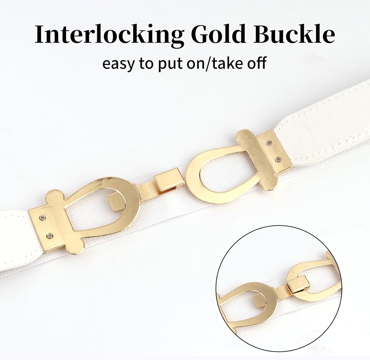 Women Stretchy Thin Waist Belt, Retro Elastic Skinny Belt with Gold Buckle for Ladies, Perfect for Dresses & Shirts, 2 Pack - Image 4