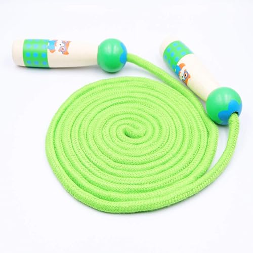 Miniatura 3 de Cuerda de saltar para niños, cuerda de algodón de longitud ajustable con mango de madera para niños y niñas, ejercicio deportivo y fitness
