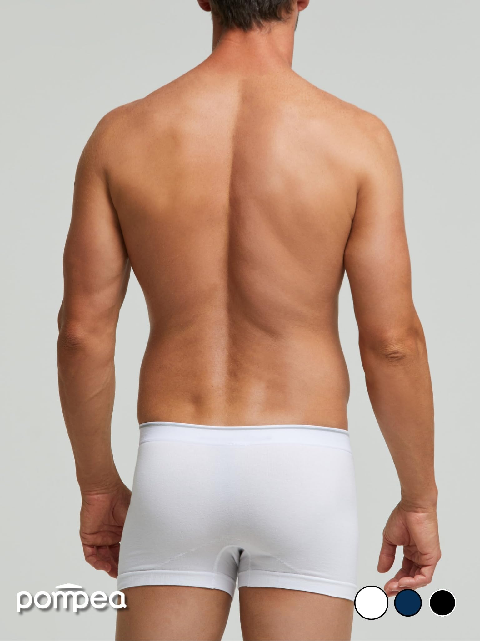 POMPEA 3 Pezzi Boxer Uomo in Cotone Elasticizzato Seamless, Mutande con Cinturino Elastico Logato