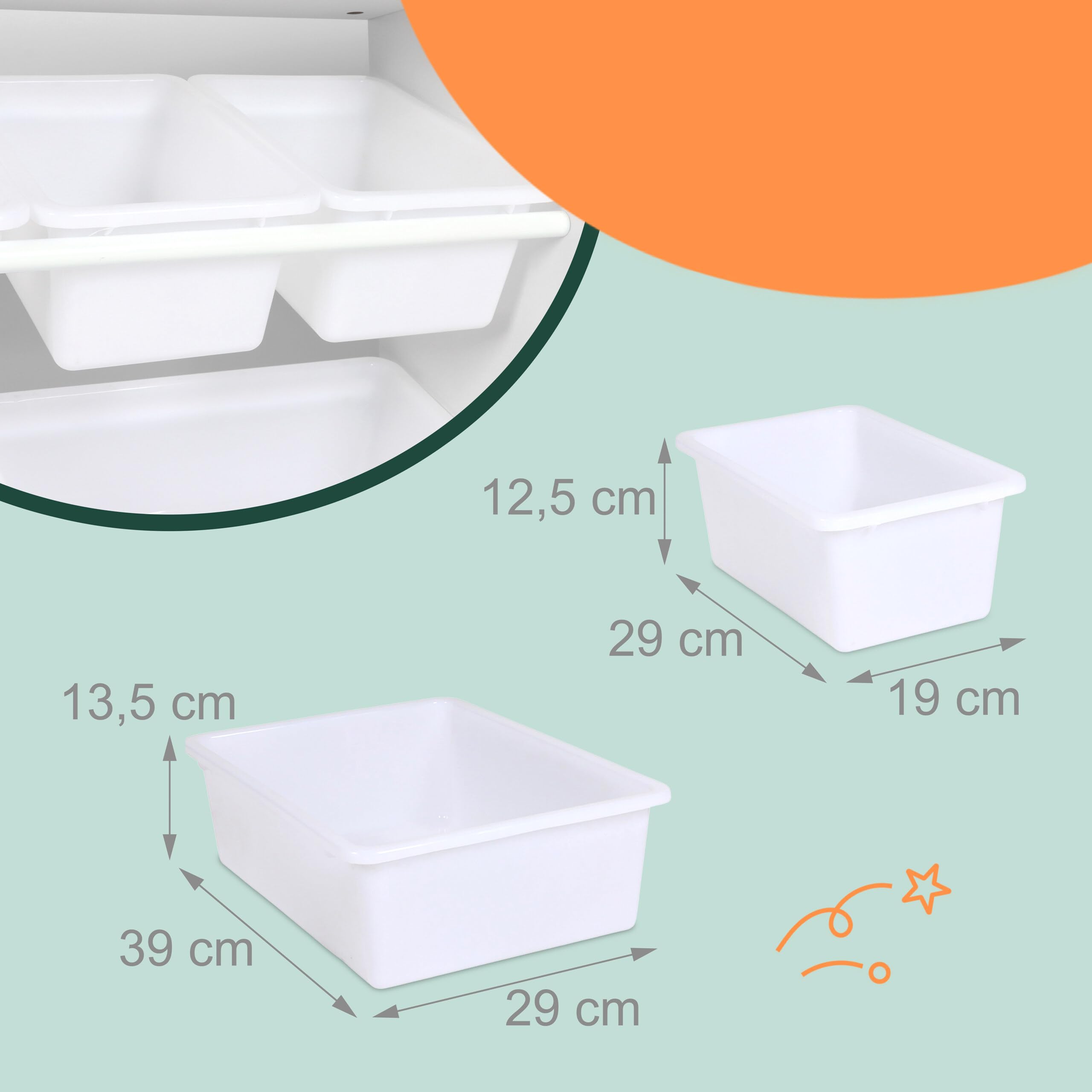 Relaxdays Scaffale Libreria per Bambini, 8 Scatole Portagiochi e Ripiani per Libri, HLP: 94x139x30 cm, MDF e PE, Bianco