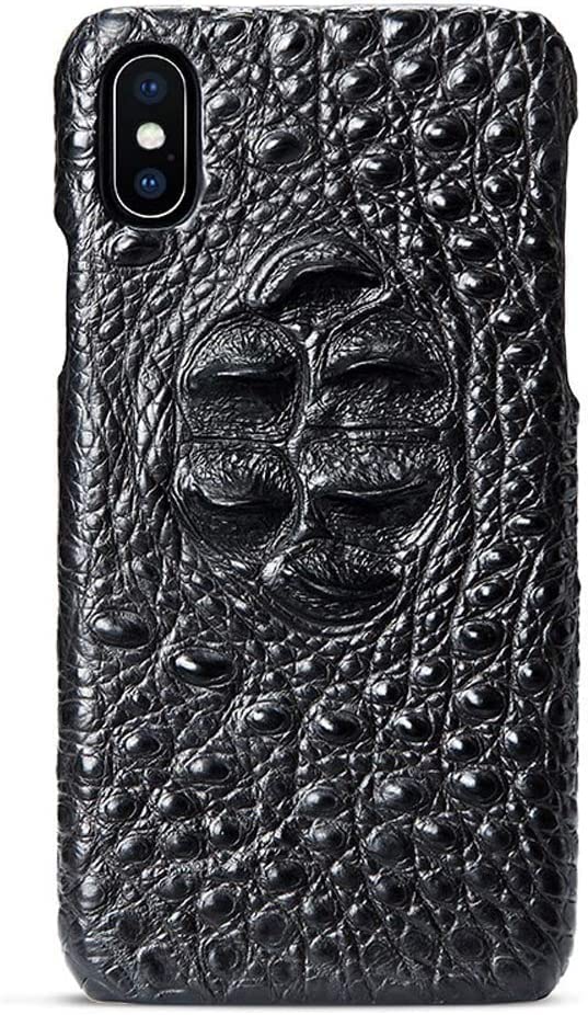 Coque arrière de téléphone antichoc iPhone Xs en cuir crocodile motif crâne