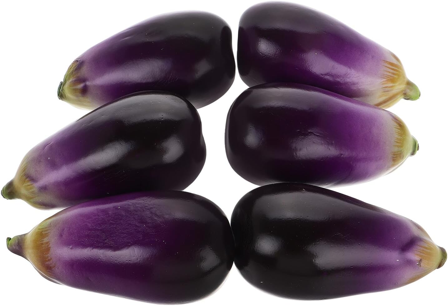Artificial Eggplant Vegetable Props 6Pcs Set Realistic Faux Eggplant Simulation for Photography Home Kitchen Decoration Learning Supplies