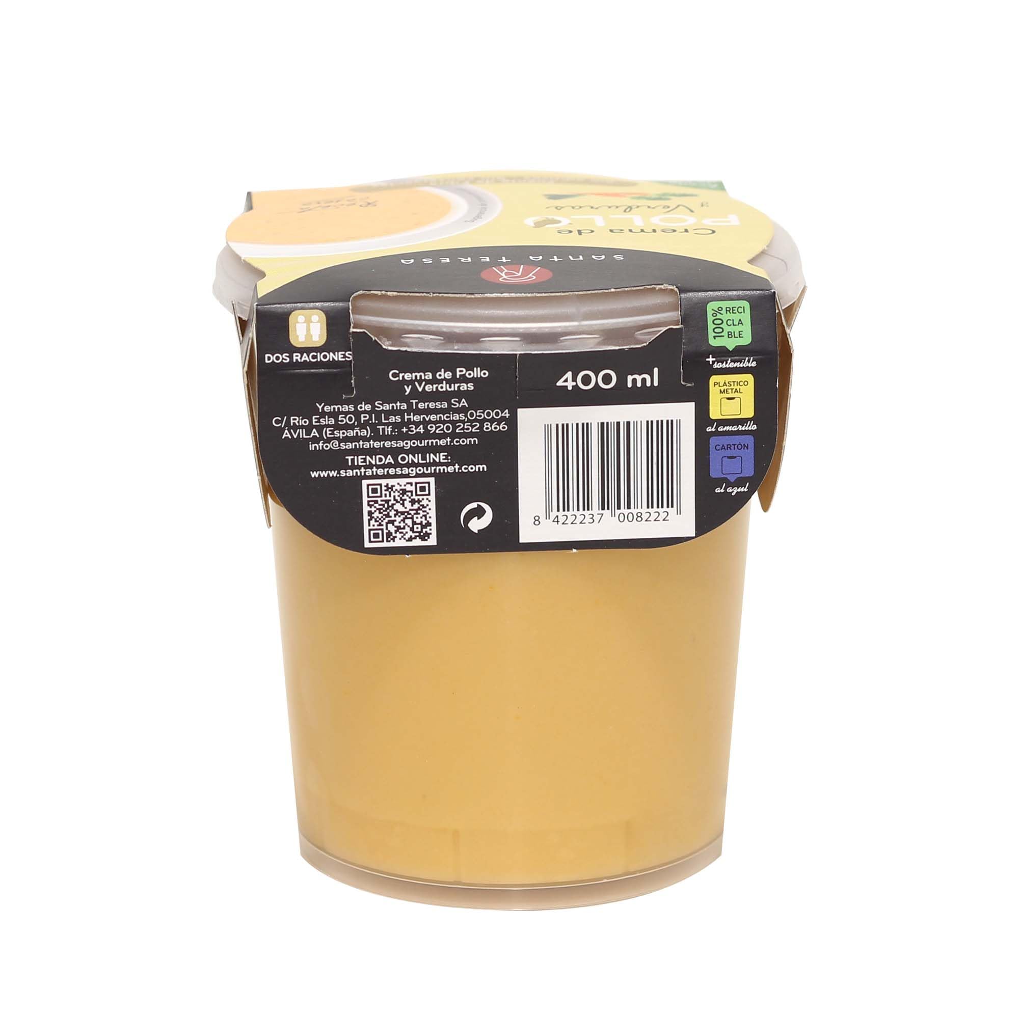 Santa Teresa - Pack de 6 Cremas de Pollo y Verduras - Elaboradas Con Ingredientes Naturales, Sin Conservantes Ni Aditivos - Envase Apto Para Microondas. 3.600ml