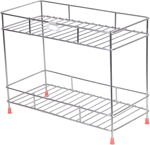 Cri8Hub Stainless Steel 2 Tier Kitchen Rack - Spice Boxes Organizer –Kitchen Stand - Cosmetic Organizer – Counter Top Bask...