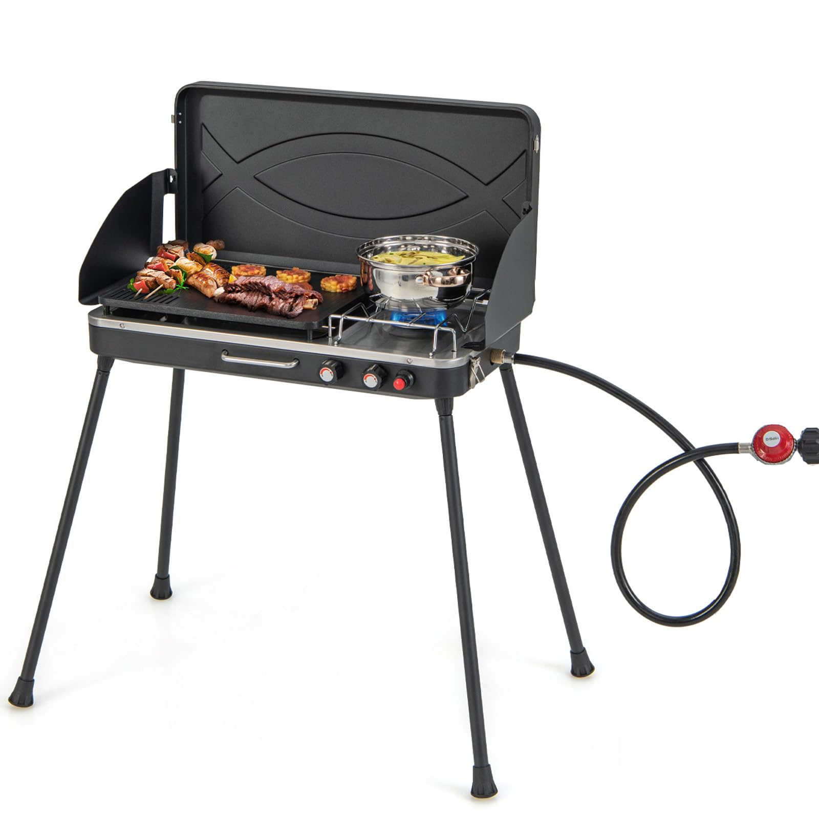 Amazon.com: Giantex 2-in-1 Gas Camping Grill and Stove, Portable