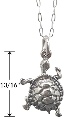 Box Turtle Sterling Silver Charm Necklace for Women