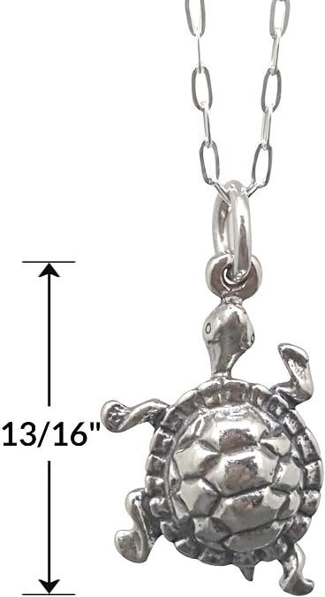 Box Turtle Sterling Silver Charm Necklace for Women