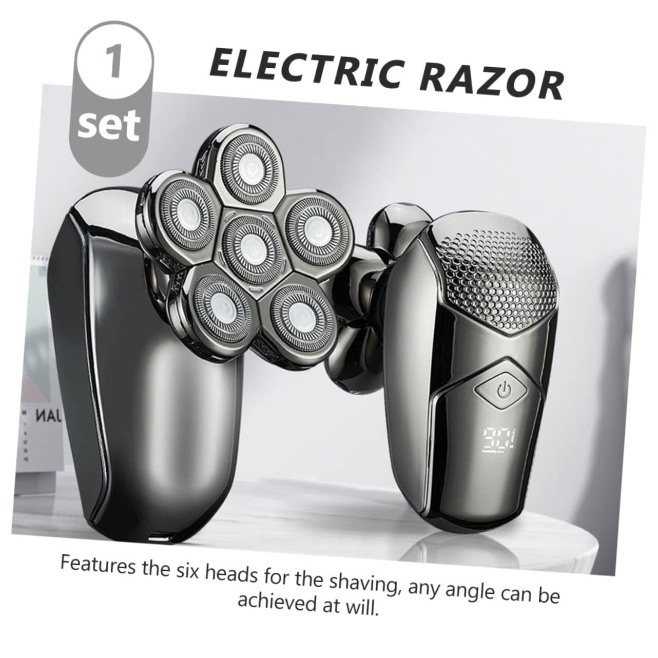 Rasoio Elettrico Uomo a Sei Testine Argento, Abs, Waterproof | Uso Domestico e Campeggio, Design Multifunzione, Soluzione Pratica per Rasatura Quotidiana
