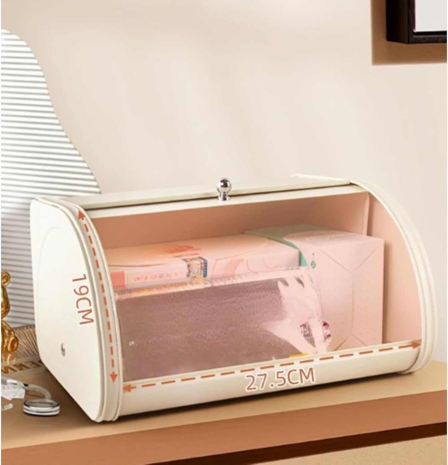 [Heartserice] ブレッドボックス ブラック - 装飾的な多機能パン収納容器、多目的フードボックス、玄関デスクトップオーガ