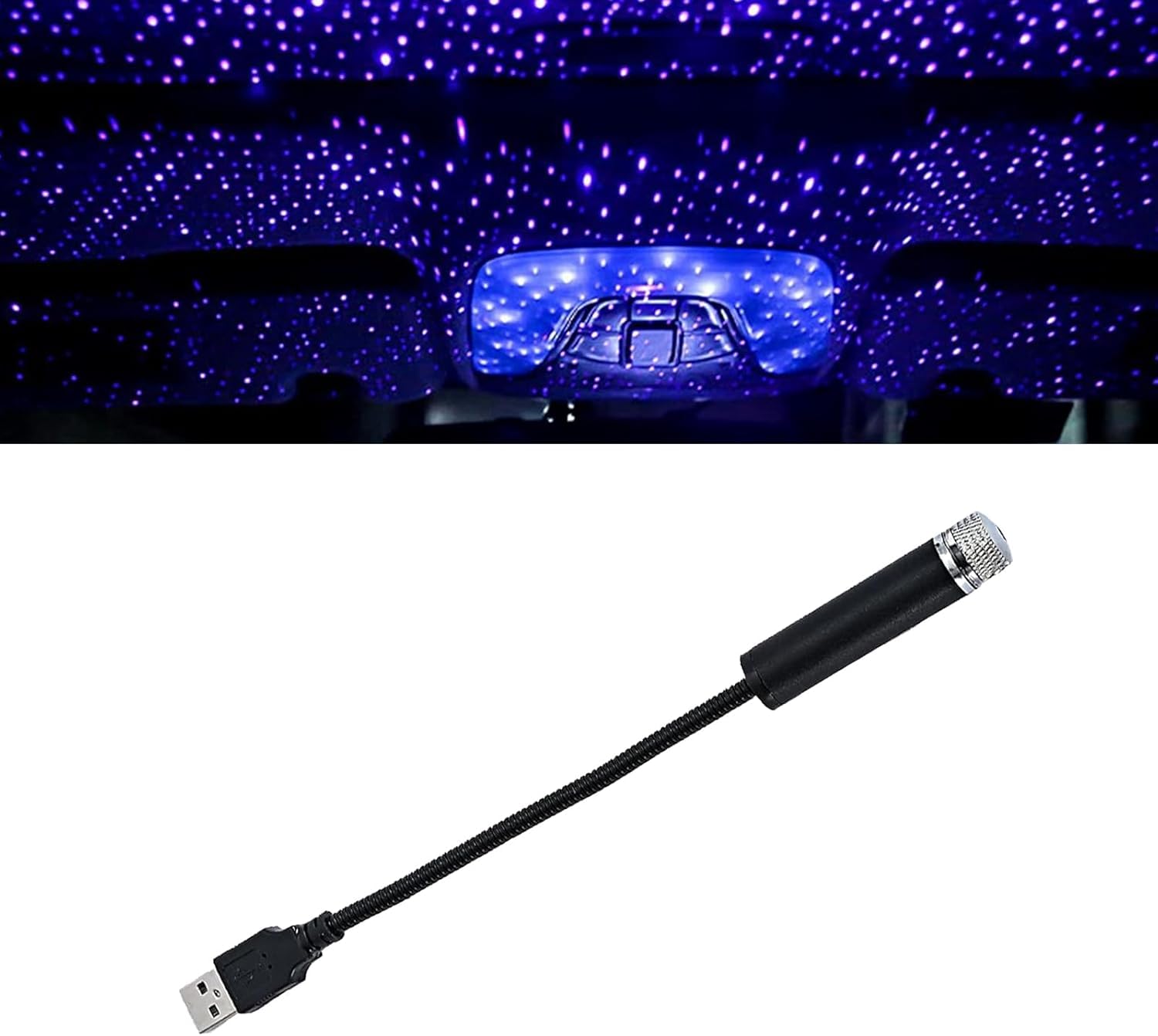 1Pc USB Star Projector Night Light,Adjustable Romantic Starry Sky Projector Car Light,Portable Atmosphere Decorative Auto Roof for Various Occasions,Wall Lights,Tools and Home Improvement