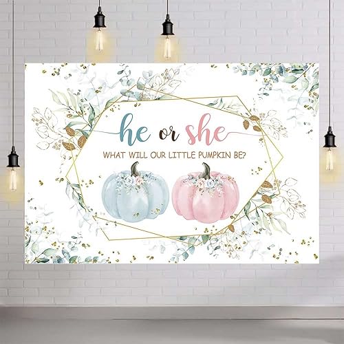 Miniatura 4 de Fondo de fotografía de calabaza de otoño de 7 x 5 pies, diseño de calabaza para baby shower, fondo de fotografía de hojas de eucalipto para niño o