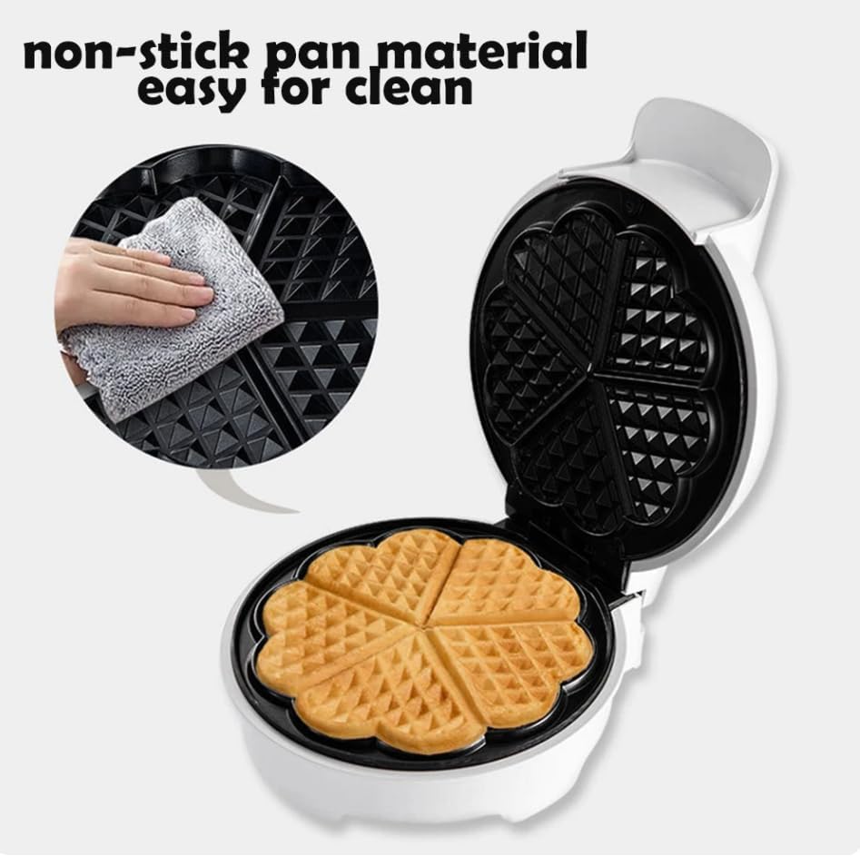 Miniatura 4 de Máquina de gofres de corazón de 1000 W - 5 gofres belgas, compacta, fácil de limpiar