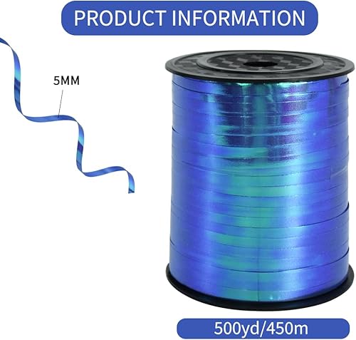 Miniatura 2 de BEISHIDA Tira de globos de 500 yardas azules de 0.197 in para envolver regalos, cinta delgada y rizada para manualidades, cuerda de globos para