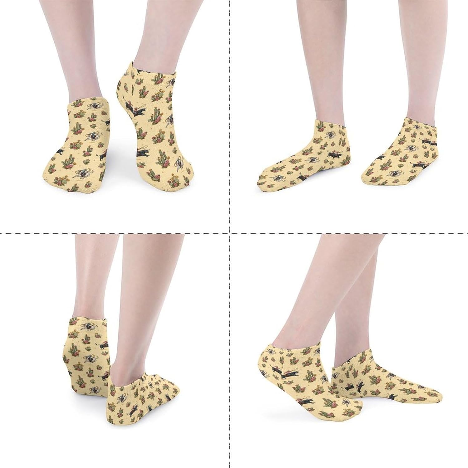 Horse Riding Cow Prints Socks for Men Women 5 Pairs Ankle Socks