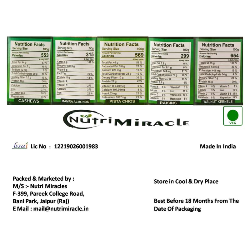 Image of NUTRI MIRACLE Dry Fruits Gift Hamper for Christmas | Gift Pack for Employees and Friends | Festive Box for Holiday Gifting