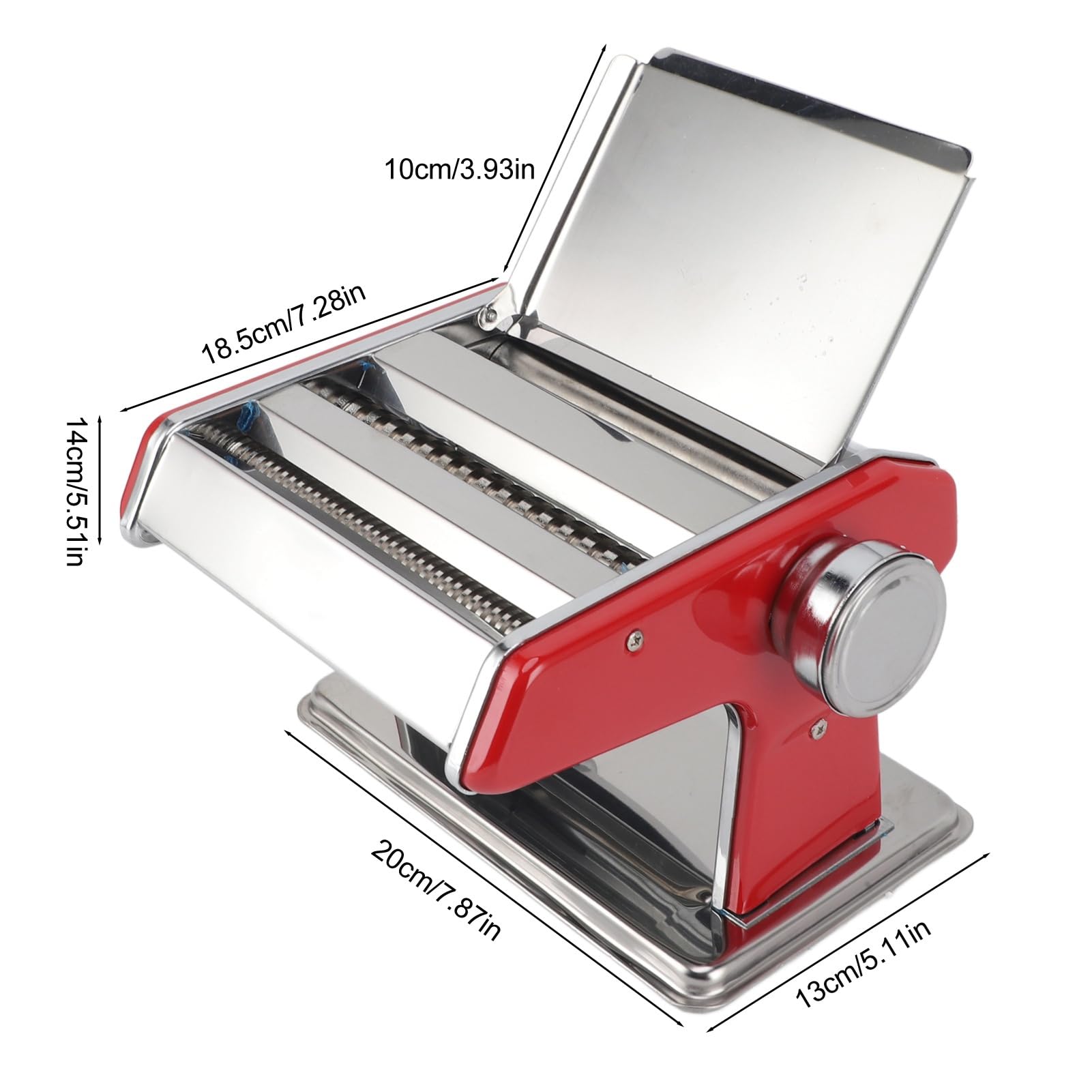 Wakects Nudelmaschine, Edelstahl, Manueller Nudelroller mit Einstellbarer Dicke, 2 Mm und 4 Mm, Nudelschneider Zum Kochen zu Hause, Frische Nudeln, Knödelverpackungen