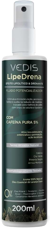 Fluido Lipolítico Drenante Vedis LipeDrena 200ml – Redução de Medidas, Celulite e Lipedema