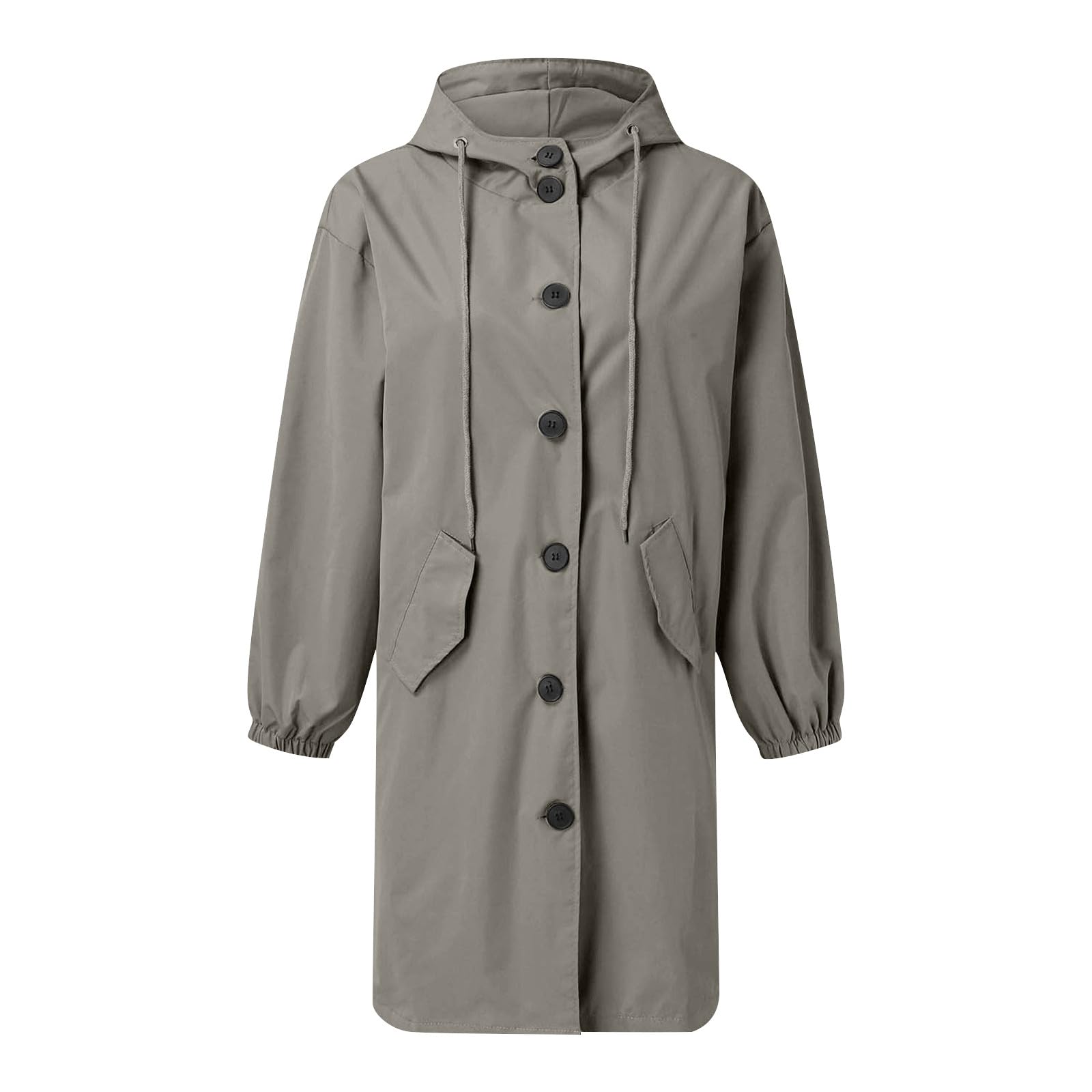 Generisch Manteau pour femme, trench long avec capuche, manteau d'été léger, coupe-vent, parka, manteau de transition, veste d'extérieur décontractée, coupe-vent, manteau de transition, gris, 4XL