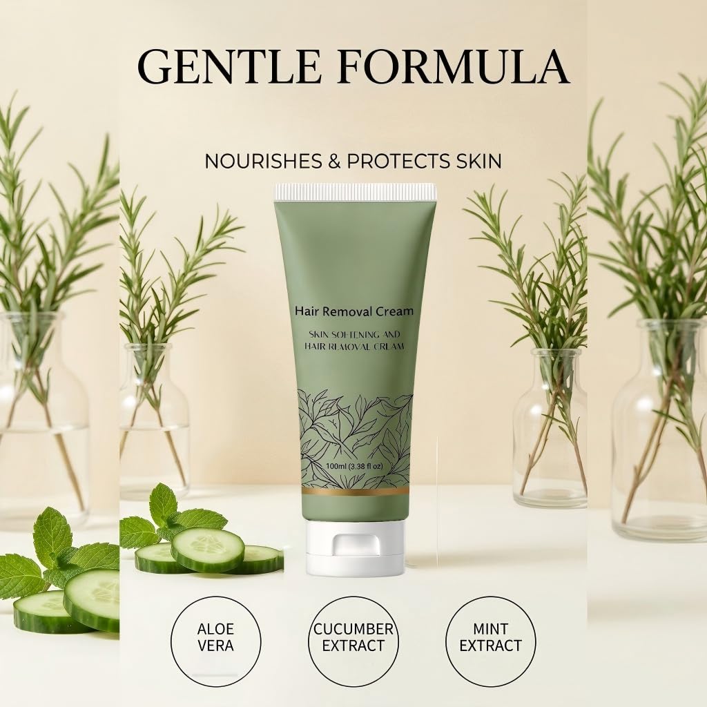 Crema depilatoria uomo donna, depilazione maglia gambe ascelle viso corpo formula botanica morbida idratante depilazione rapida, labbro superiore zona intima, cura pelle molto sensibile (6 pezzi)