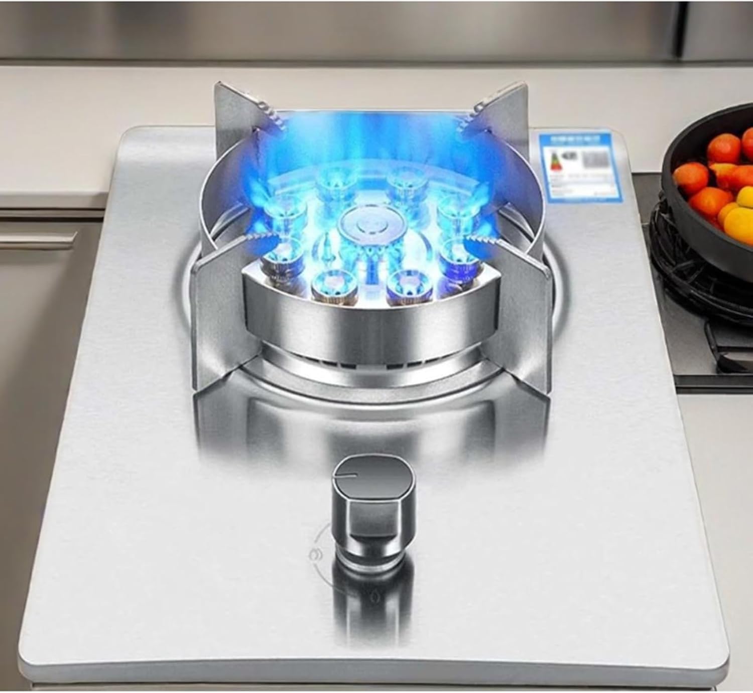 7KW Single Burner Gas Cooker, Camping Stainless Steel Stove, Adjustable Flame Size, Automatic Ignition, Tabletop and Flush-mounted(NG)(Ng)