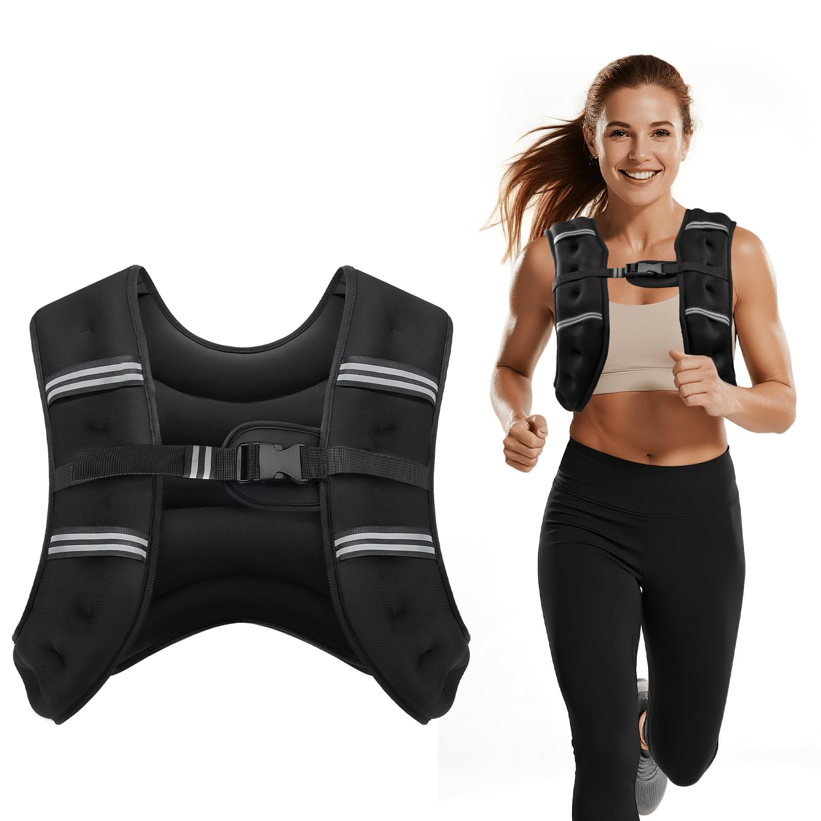 Weighted Vest 8lb 12lb 16lb 20lb 25lb 30lb Weight Vest with Two Adjustment Straps for Men Women Weight