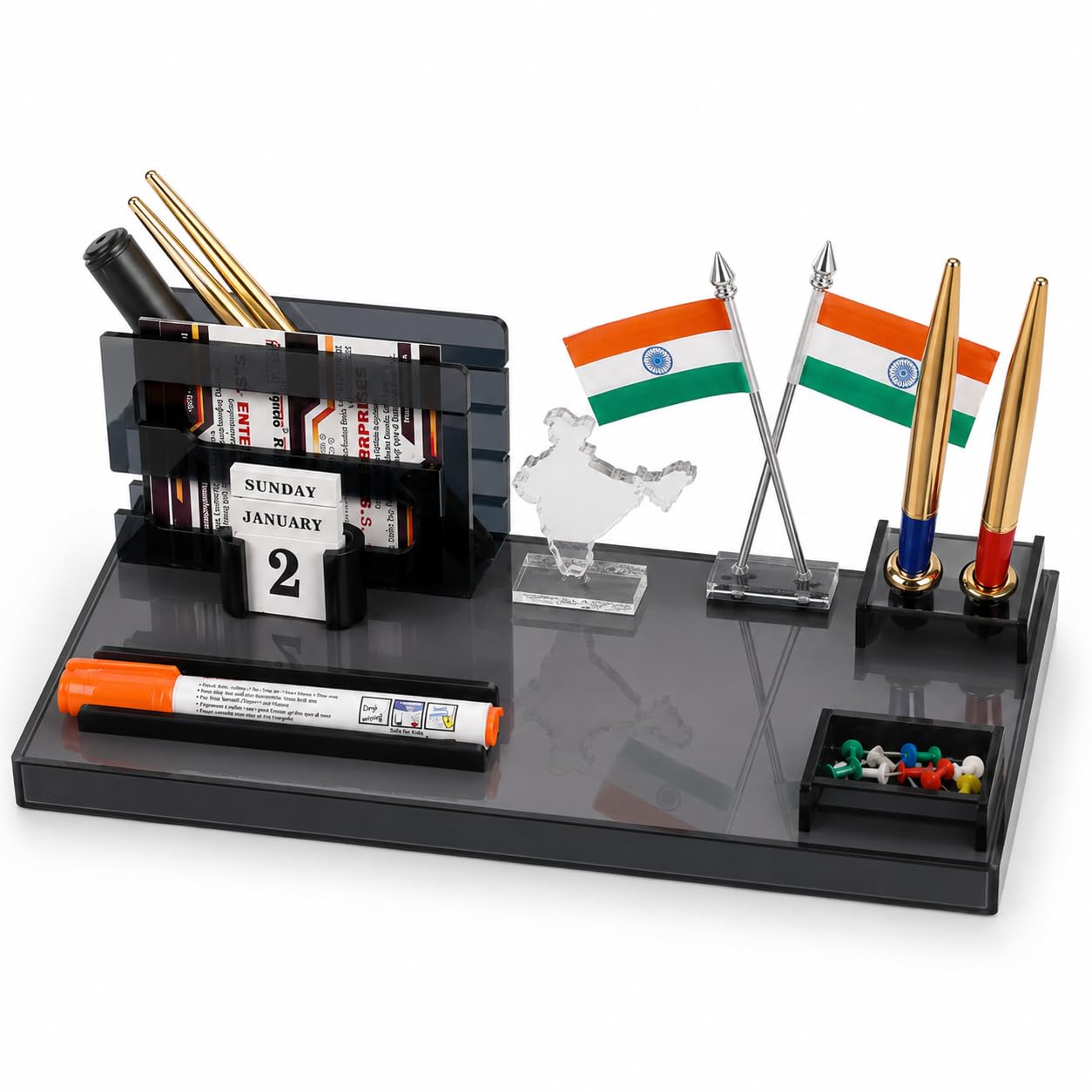 panku Acrylic Pen,Pencil Holder Stand For Office And Study Table,(Pack of 1-Smoke Black) 4