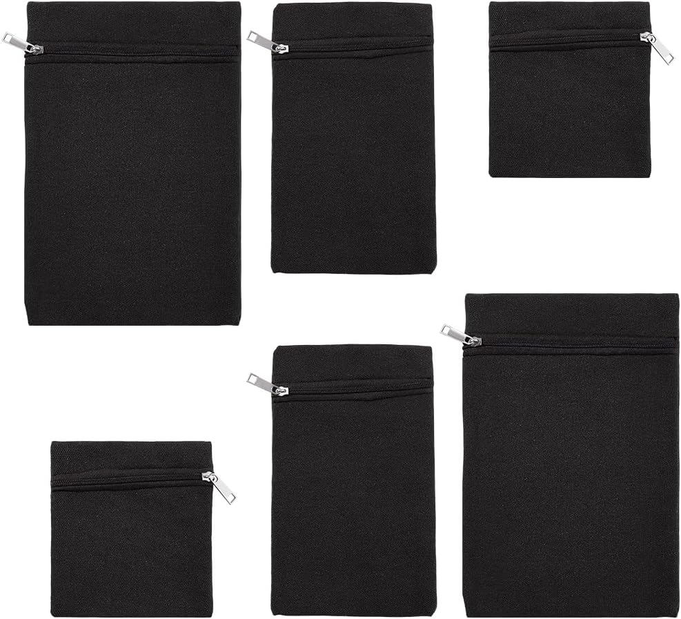 WADORN 6Pcs 3 Sizes Sew-in Side Pocket Sewing Notions with Zipper, Art Supplies Hidden Wallet Travel Security Pocket Drainage Pouch Interfacing Craft Supplies for Phone Wallet Clothes Accessories