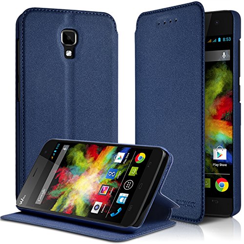 KARYLAX Seluxion - Housse Coque Etui à Rabat latéral Fonction Support Couleur Bleu pour Wiko Bloom + Film de Protection …