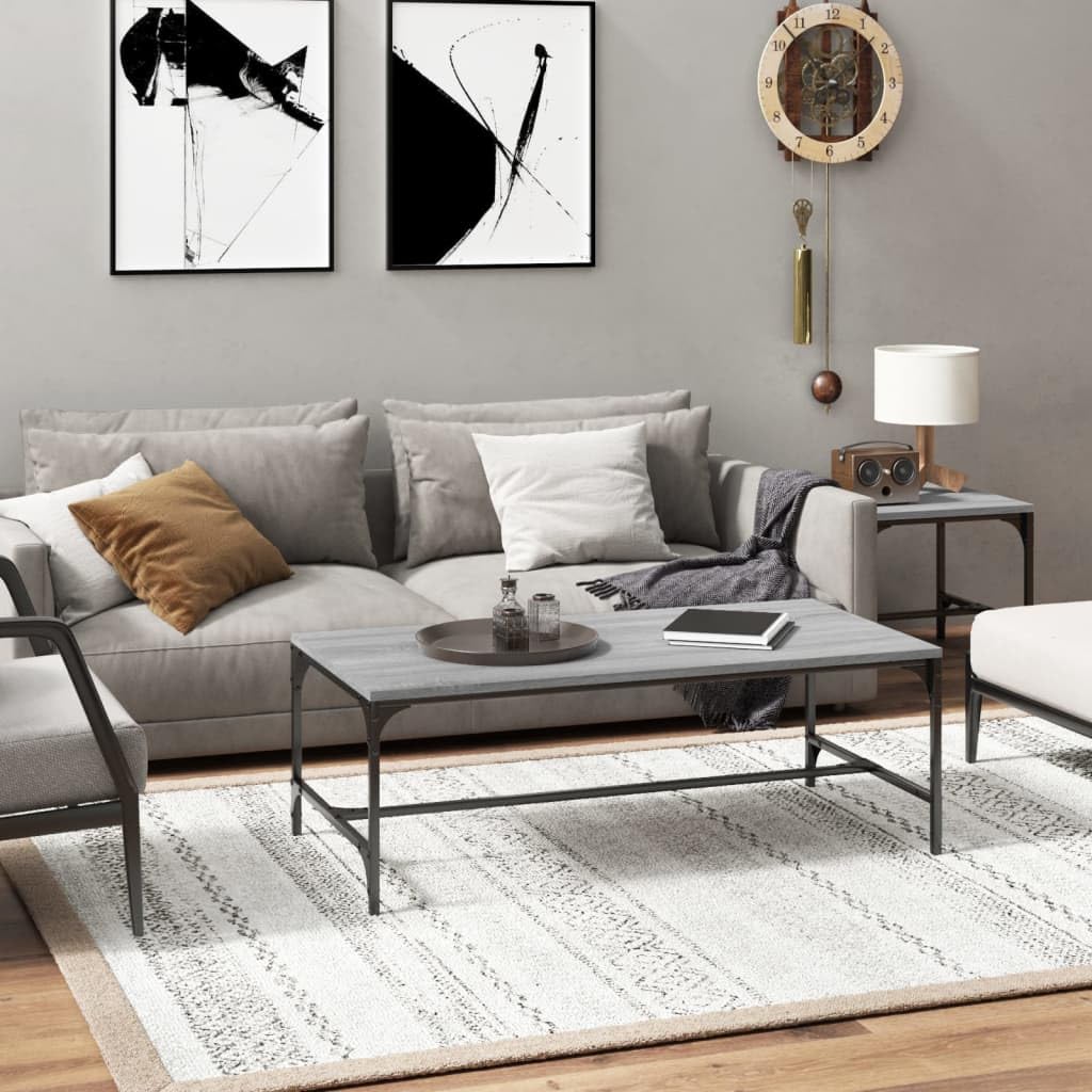 Mesa auxiliar de madera de acero gris Sonoma con altura regulable 100x50x35 cm