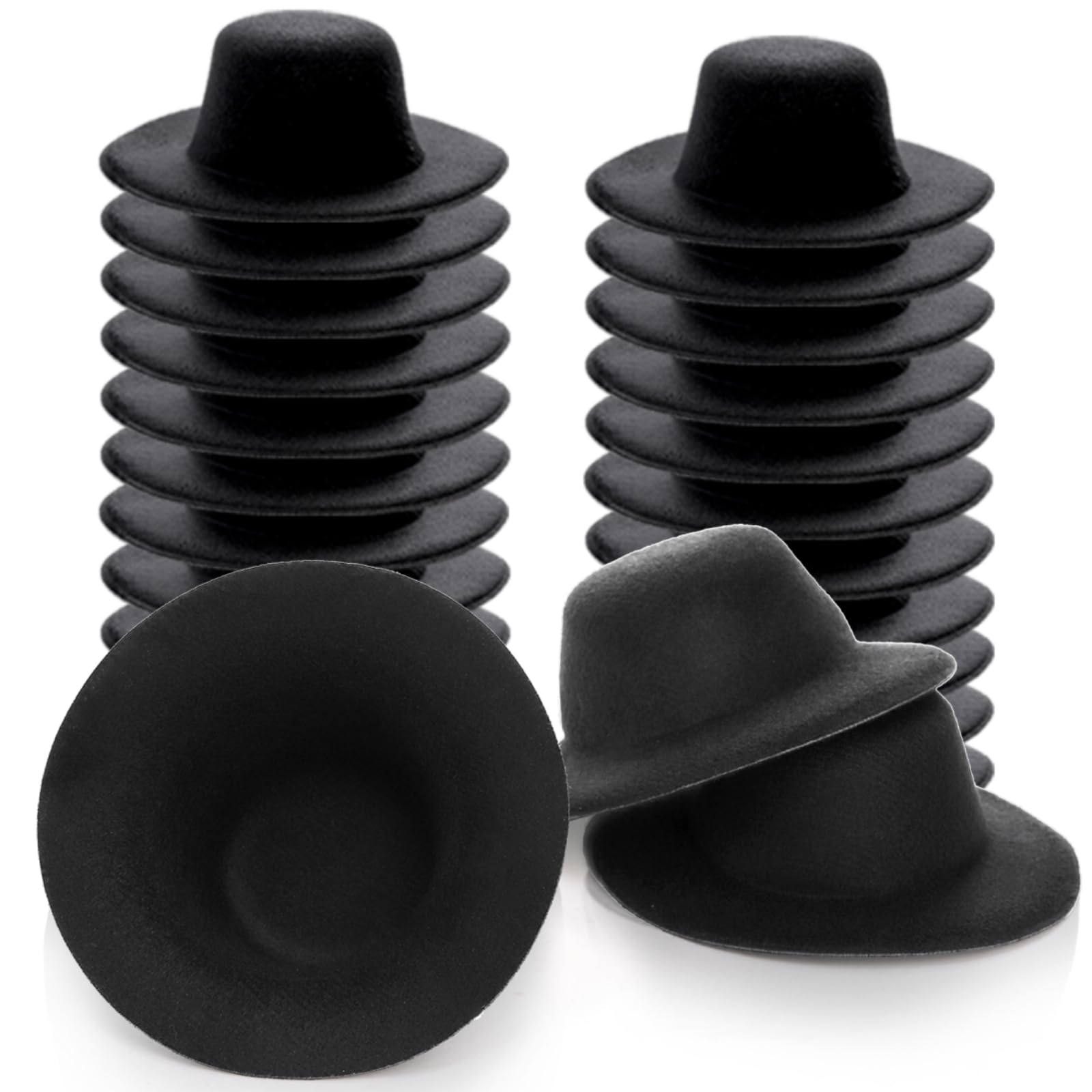 Pumtus 30 Pcs Mini Black Top Hats, 4 Inch Miniature Formal Hat, Felt Top Hat, Black Snowman Hat, Mini Doll Hat for Halloween DIY Craft Projects, Hair Accessories Christmas Decoration Party Ornaments