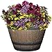 Classic Home and Garden Outdoor Whiskey Resin Flower Pot Barrel Planter, Walnut Brown, 15