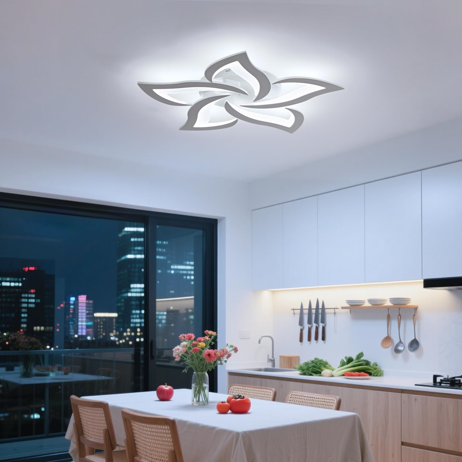 Yuanfenghua Lampada da soffitto a LED, Moderna,per Soggiorno Camera da Letto Sala da Pranzo Bagno 6500K Bianco Freddo 63CM 45W
