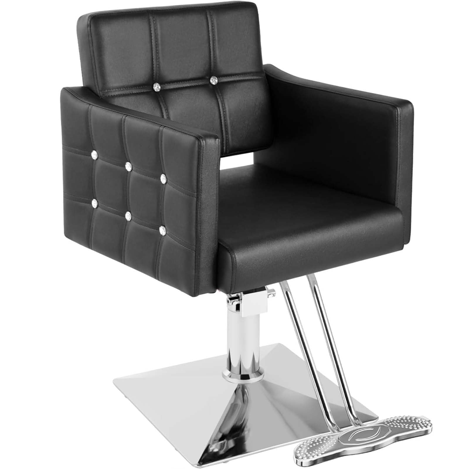 Salon Chair, Black Barber Chair for Barbershop, 360° Swivel Stylist Chair, Beauty Spa Styling Hairdressing Tattoo Equipment for Women Men