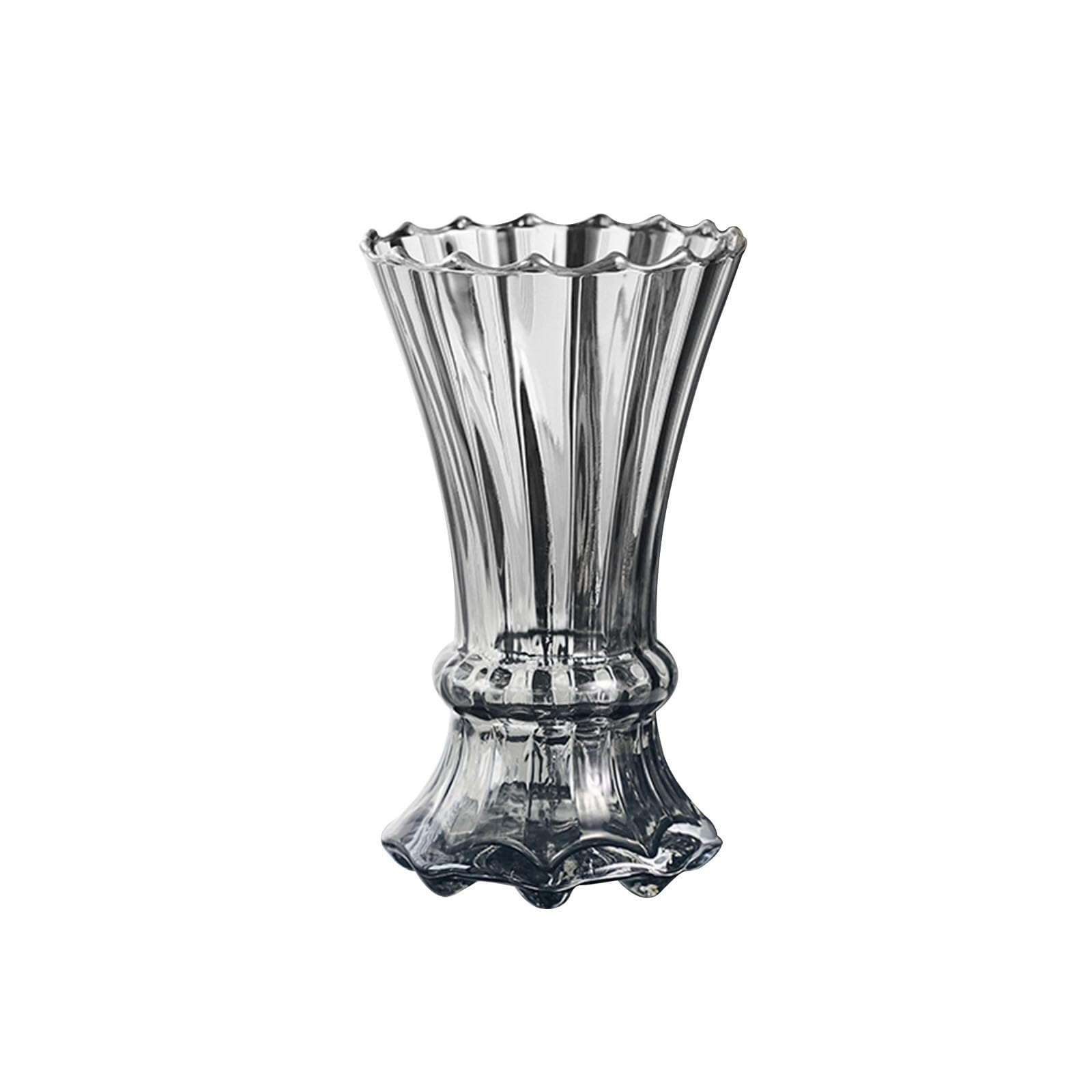 Entryway Decor Glass Vase for Flowers Home Decor for Dining Table Center Decoration Unique House Gifts(Gray a)