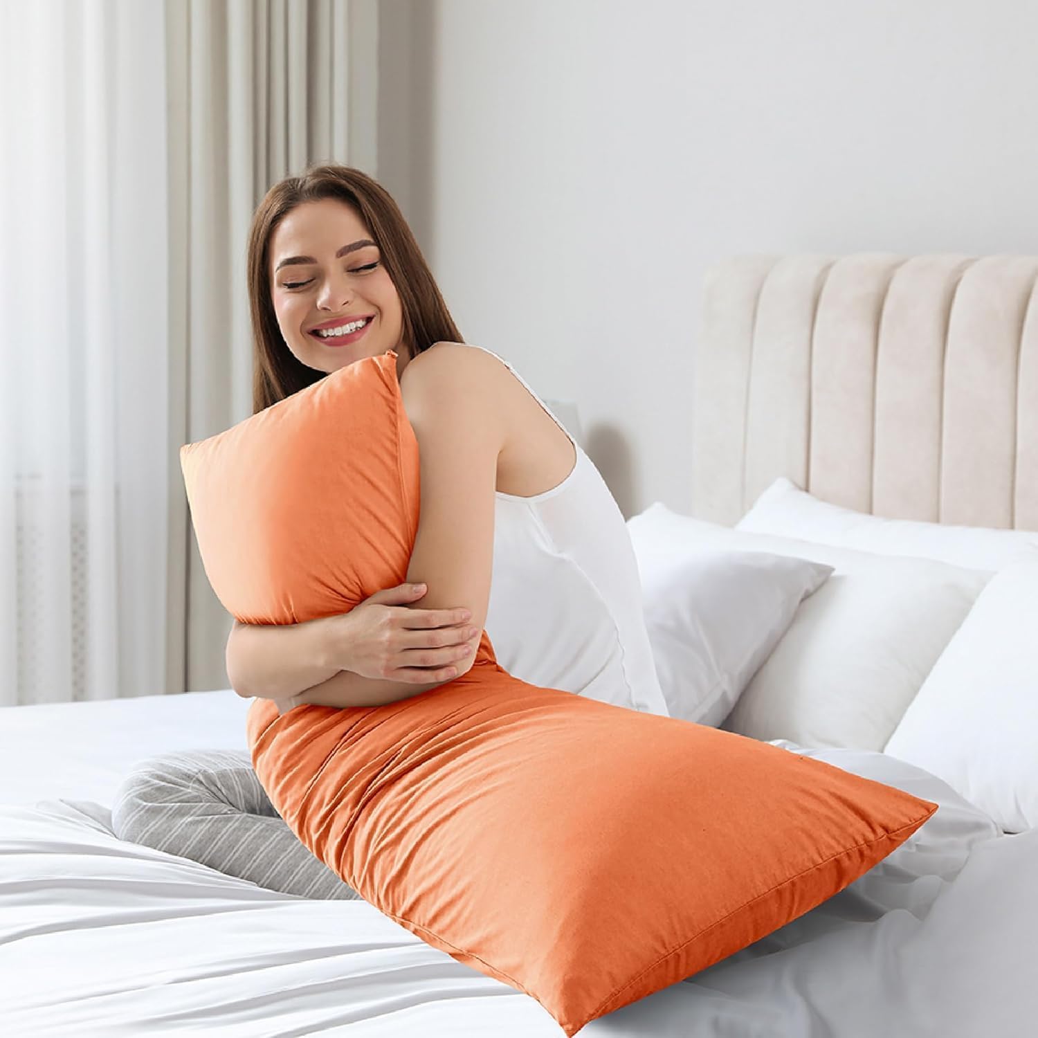 WhatsBeddingMemory Foam Body Pillow 20x50 Inch, Orange