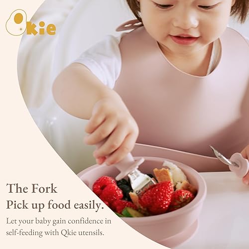 Miniatura 4 de Qkie Cucharas de silicona para bebé, utensilios para bebés y niños pequeños, auto alimentación, masticable, primera etapa de destete LED para bebés