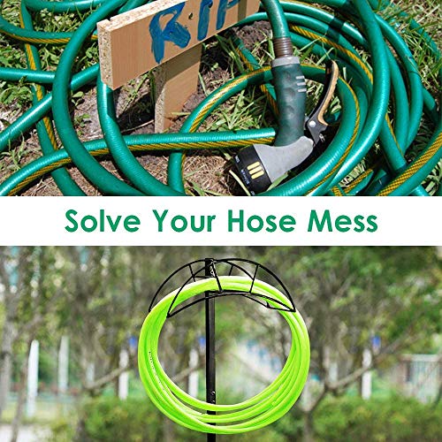 Lovinouse Upgraded Garden Hose Holder, Detachable Metal Water Hoses Holder, Heavy Duty Free Standing Garden Hose Storage Stand for Yard