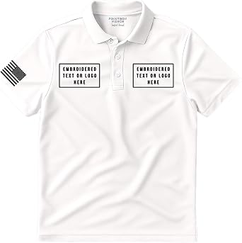 Embroidered Custom Polo Shirt, Customized Embroidery Polo Shirts, Add Any Logo or Text, Perfect for Mens Golf Work Business White