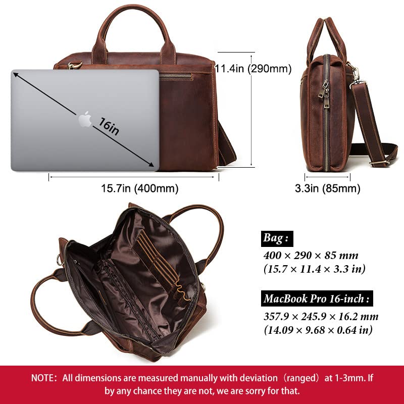 Genuine Leather Mens Business Bag Briefcase, Leather Multifunctional Messenger Bag Large Capacity Retro Mens Bag, Laptop Bag2