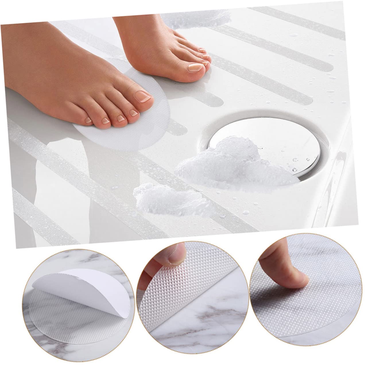 WOONEKY 72piezas Pegatinas Antideslizantes De Peva Seguridad para Bañera y Ducha Accesorios Fáciles De Instalar Adherencia