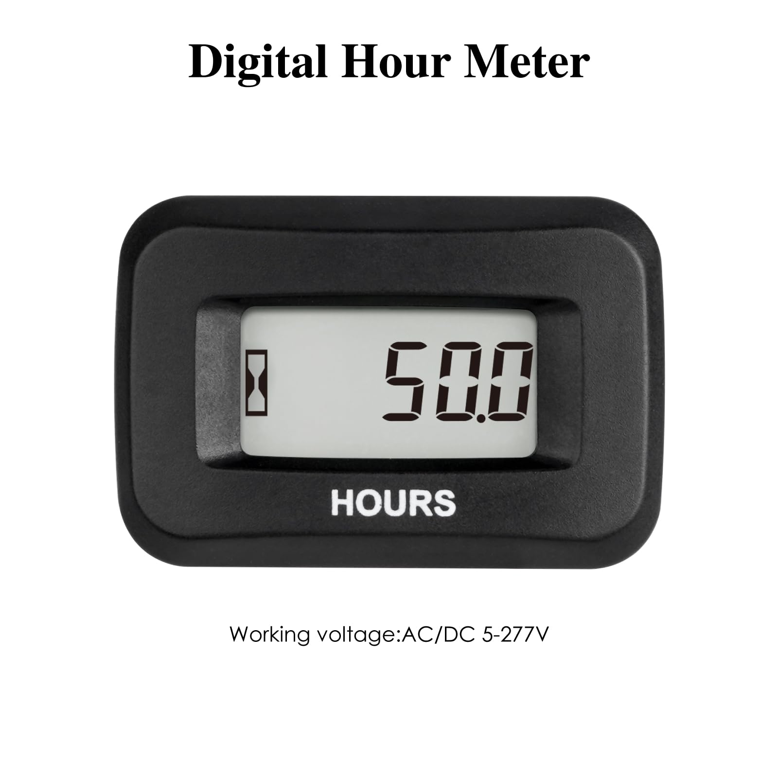 Contatore digitale LCD per ore di funzionamento AC/DC 5 V fino a 277 V, timer per conto alla rovescia, memorizzazione dati per tosaerba ZTR, trattore, generatore, club, auto, lavatrice