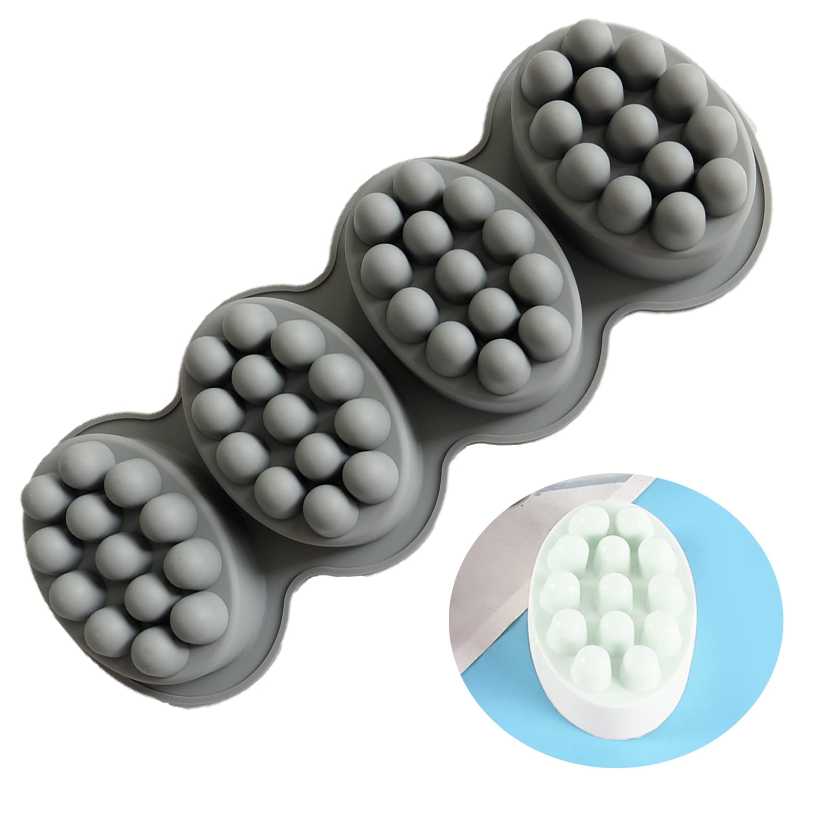 Stampo In Silicone Per Sapone A Barra Di Massaggio - Forma Ovale 3D, Antiaderente, Per Produzione Fai Da Te - 2