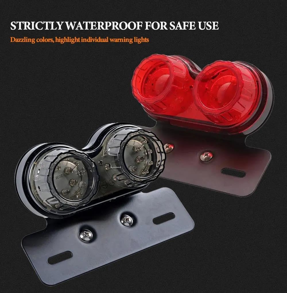 Fanale Posteriore Universale Per Moto A LED Indicatore Di Direzione Del Freno Integrato Lampada Avvertimento Con Staffa Per Targa(Red shell)